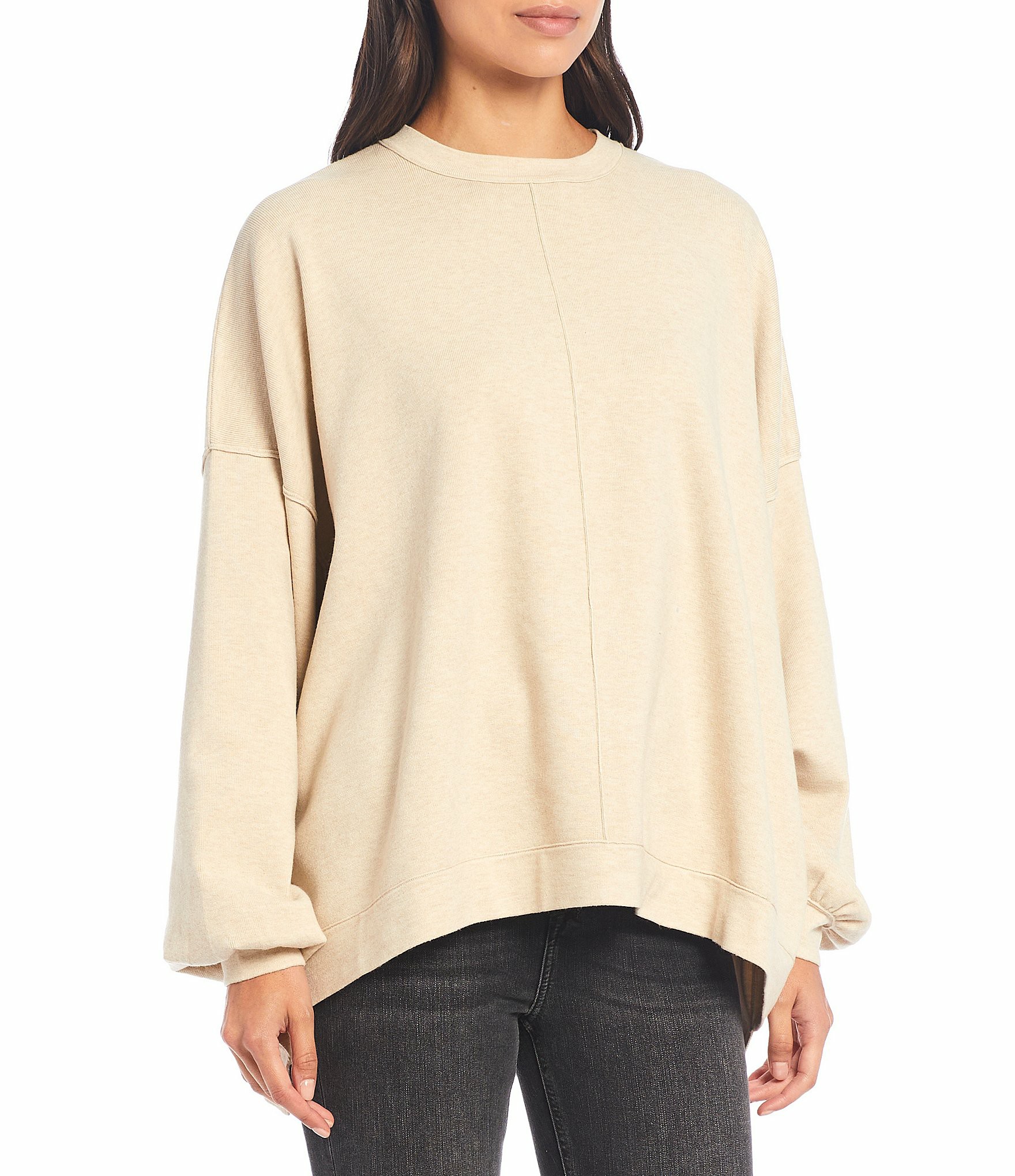 Cheap Drop shoulder women oversize pullover Crew neck sweatshirt with lose bottom