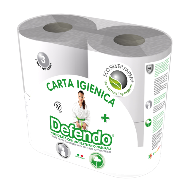 TOILET PAPER treated with ANTIMICROBIAL ECO SILVER PAPER TECHNOLOGY