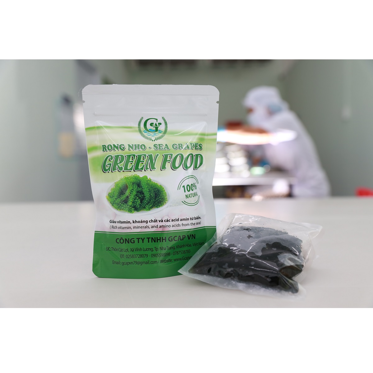 Viet Nam Supplier GCAP Natural Green Food Seasoned Salted Sea Grapes 100 Grams With Zipper