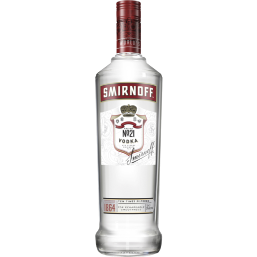 Австралийская Красная этикетка Smirnoff, гладкая прозрачная стеклянная бутылка водки 1 л