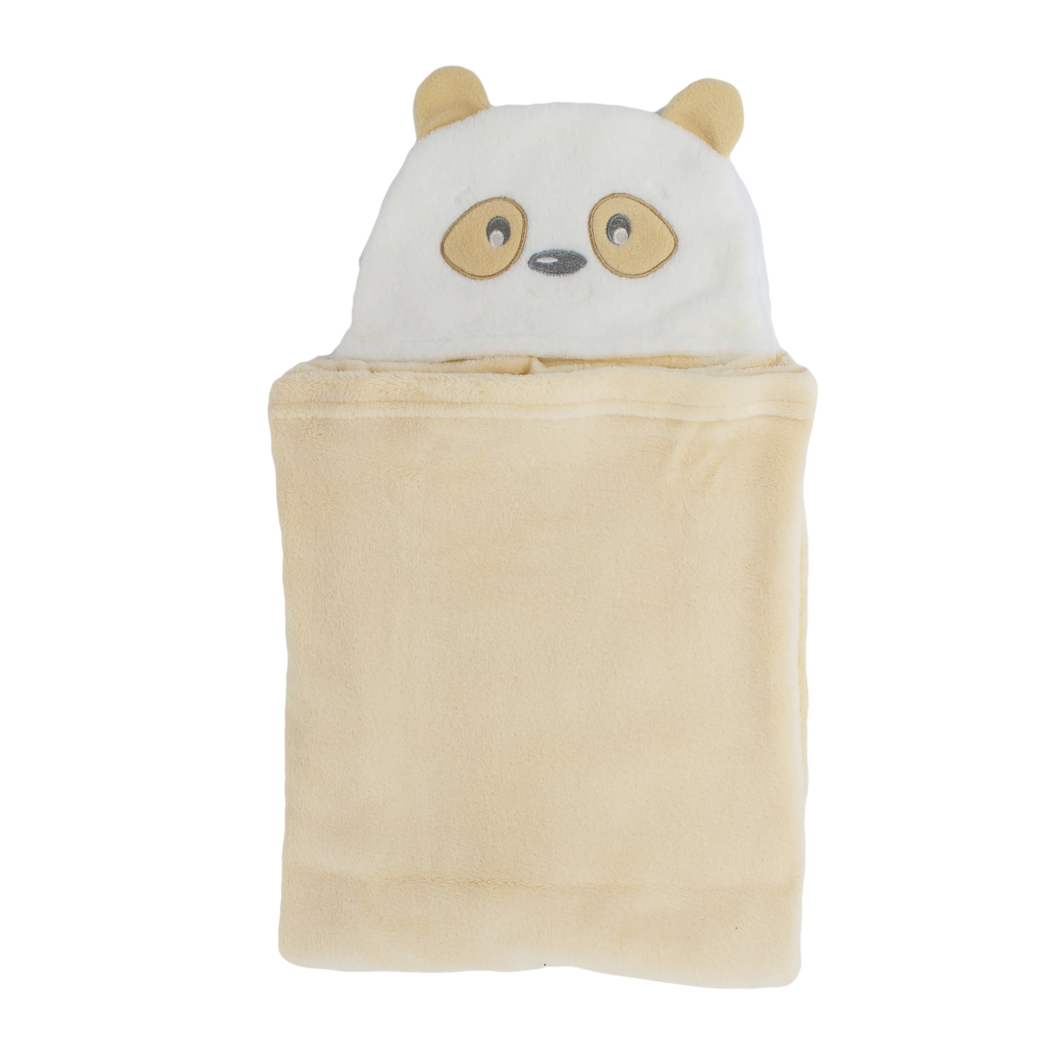 Unisex baby kufala 100% polyester Panda pattern warm windapproved baby hooded blanket