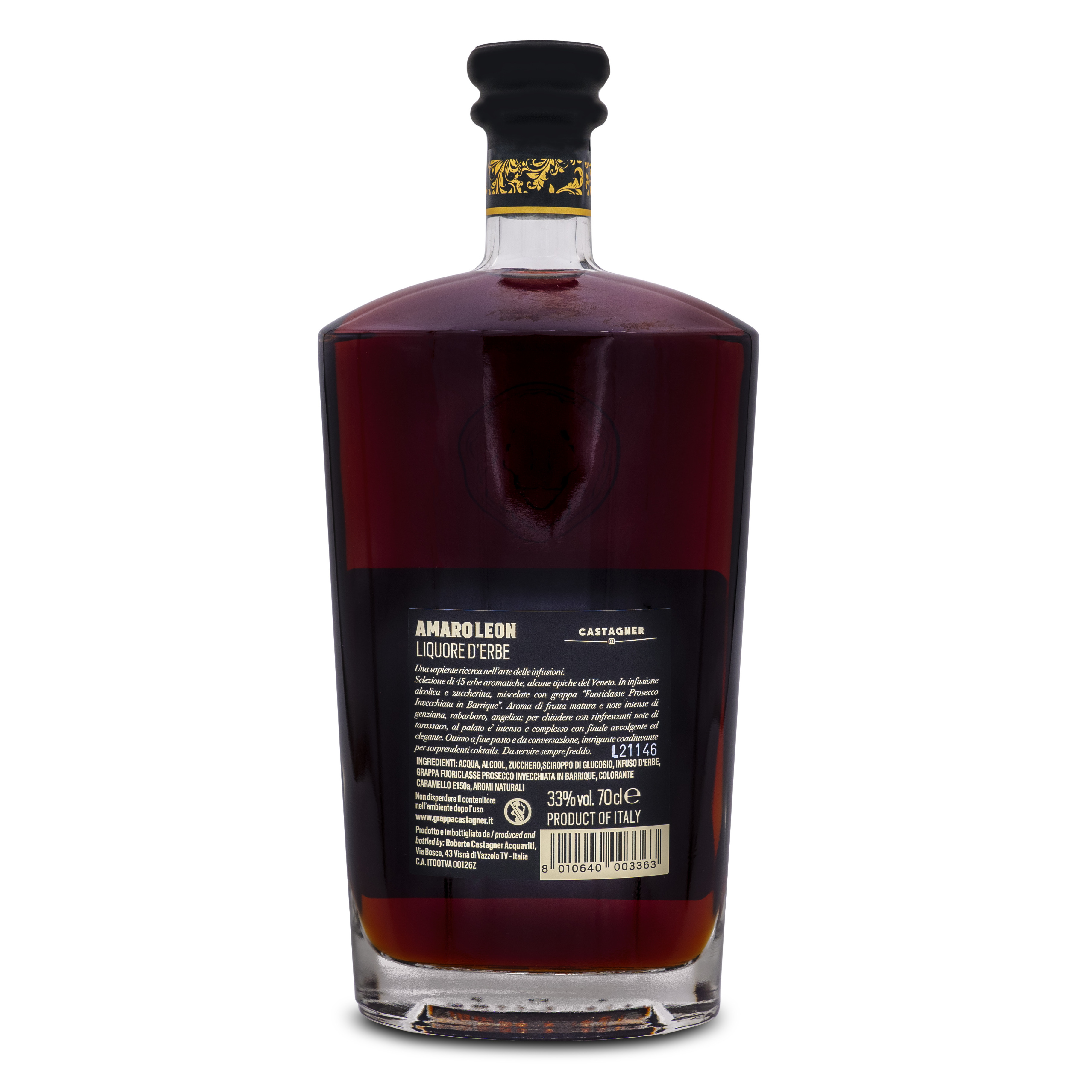Высококачественная стеклянная бутылка для Горького ликера AMARO LEON, Сделано в Италии, 700 мл