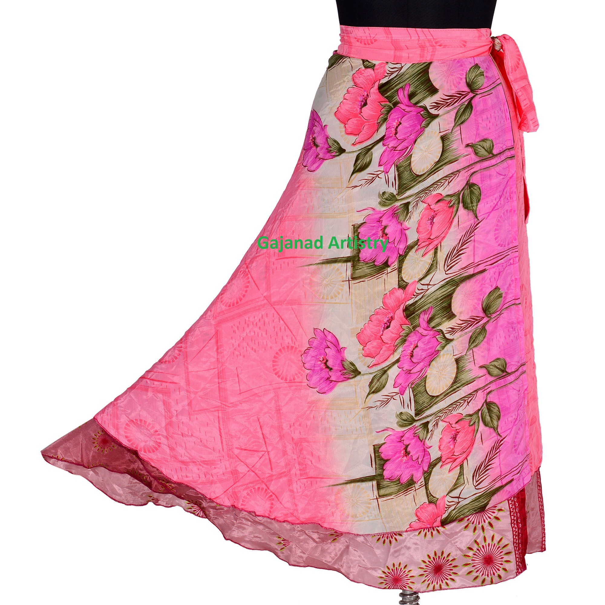 Vintage Long Silk Saree Wrap Skirt Indian Handmade Halter Sarong Bikini Women's Dress Bohemian Wrap Around Sari skirts