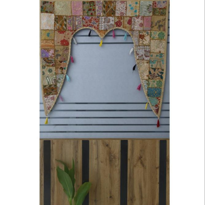 Traditional hand embroidered indian door window hanging vintage gypsy patchwork bandhanwar valance