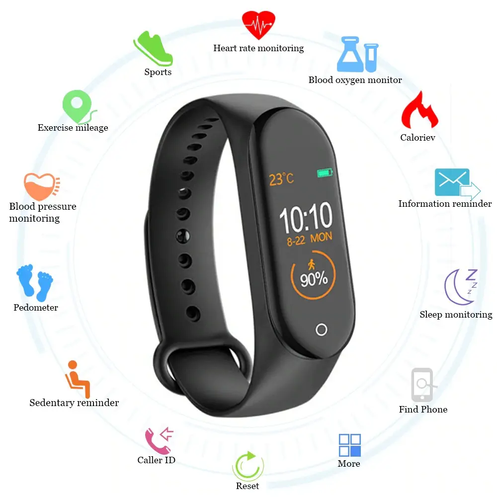 M4 Smart bracelet fitness tracker watch sport bracelet heart rate blood pressure tracker health wristband smart watch m4 android