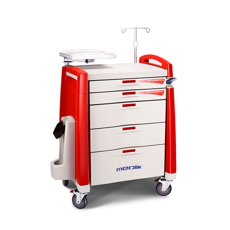 High Quatily Crash Cart Mobile Medical Emergency ABS Plastic Luxurious Treatment Trolley