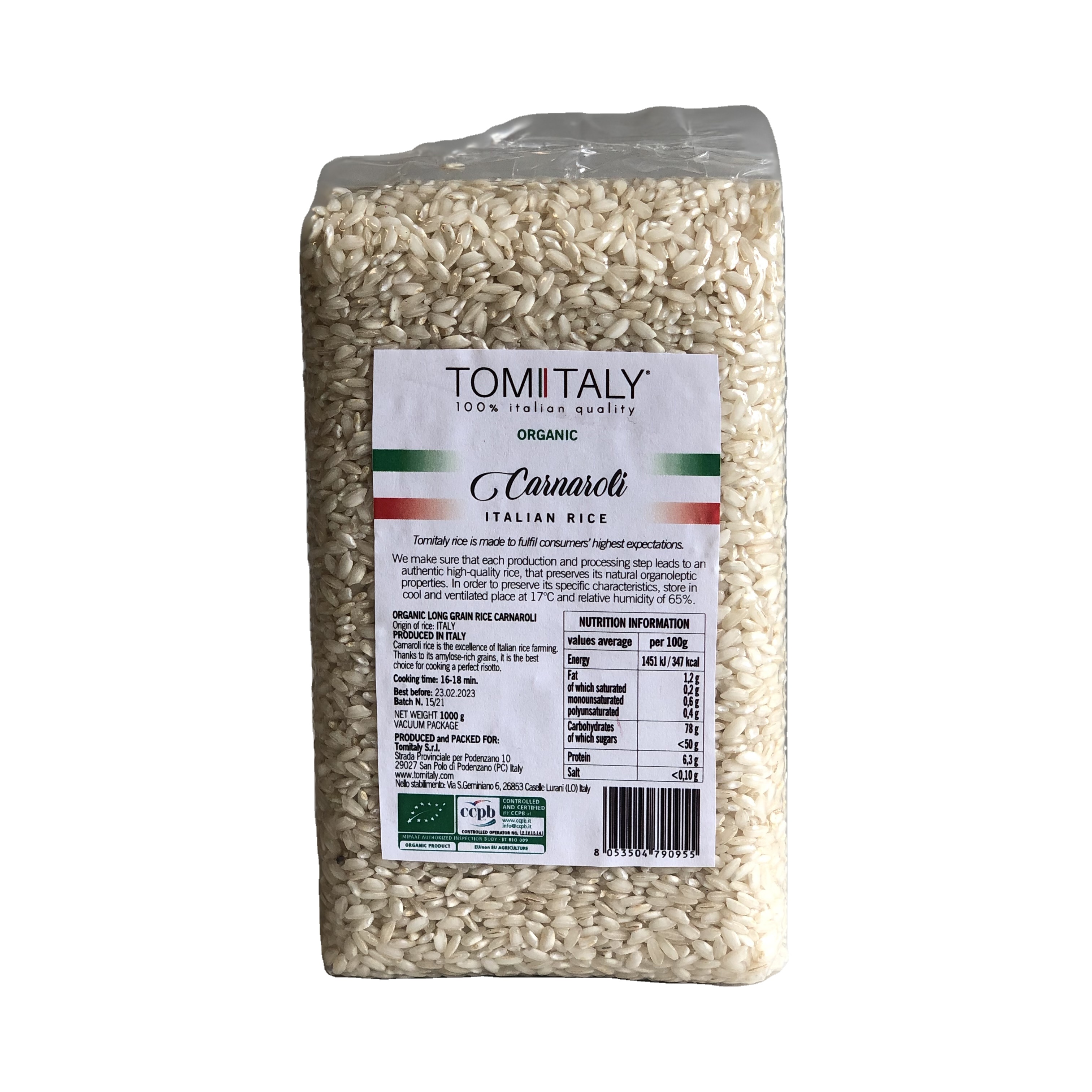 Tomitaly Carnaroli bio rice - 100% made in Italy - Premium Quality - 1 kg