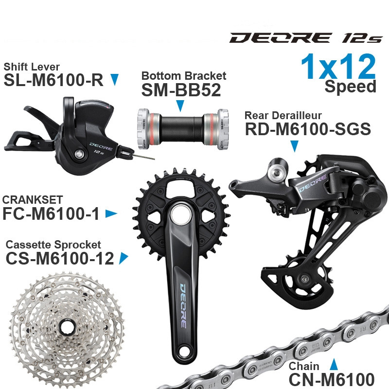 Велосипедный переключатель передач SHIMANO DEORE M6100 m6000, Задняя кассета звездочек цепи, комплект кривошипников, кронштейн 1x12 Скоростей, детали для горного велосипеда