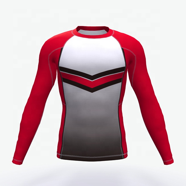Good quality men plain spandex long selves rash guard wholesale