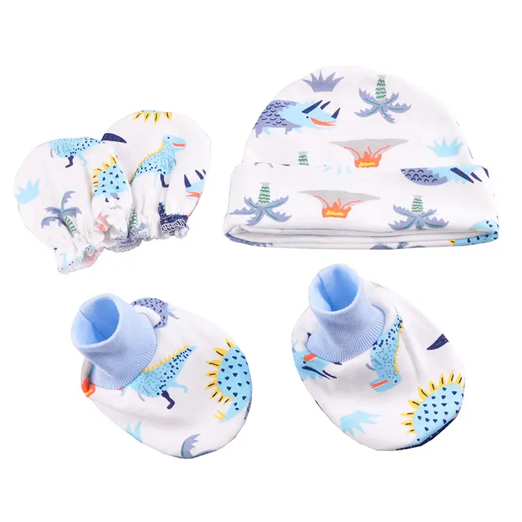 Redkite Hot Sale Comfortable Colorful Cute Cartoon Baby Cap Gloves Booties Set