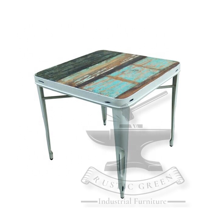 Industrial Metal & Reclaimed Wood Restaurant Table