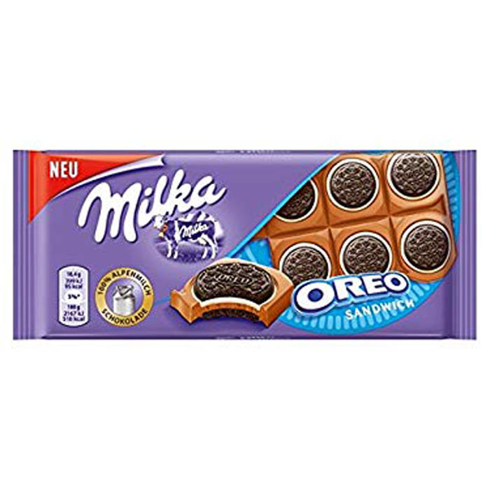 Лучшие шоколадные бренды: сэндвич-бар Milka Oreo 92 г