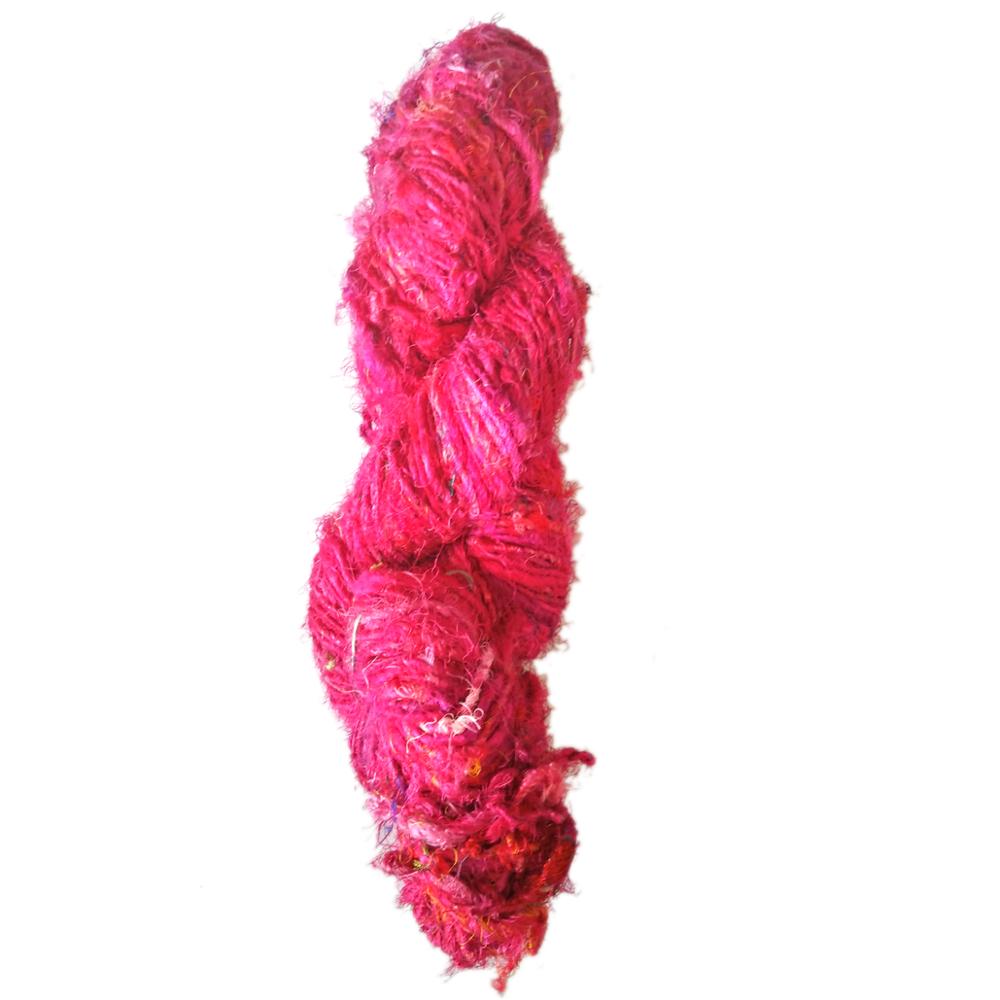 pink hand spun silk sari yarn knitting dyed saree yarn wholesale