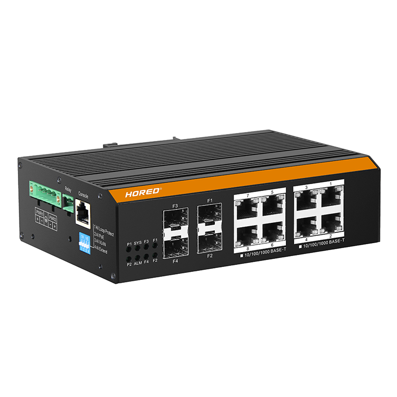 Промышленный Ethernet коммутаторы 8 портов 10/100/1000T + 4-портовый 100/1000X SFPindustrial медиа-конвертер