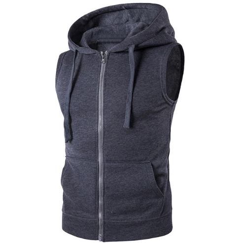 Vest Men Fashion Sleeveless Hoodies Jacket Autumn Causal Zipper Pockets Vest Waistcoat Clothes