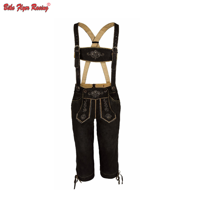 Lederhosen Traditional trousers Straps Trachten Trousers Dark Brown color
