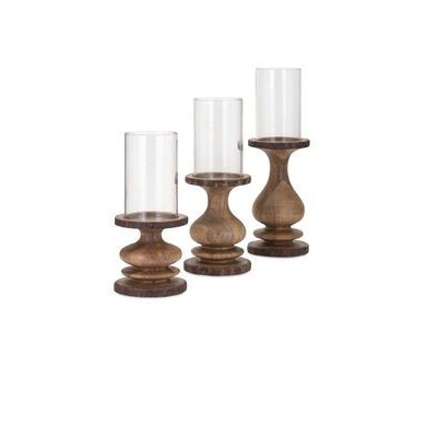 Round candle holder with glass
