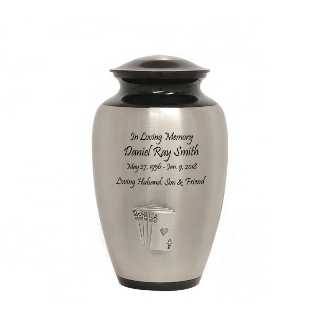 Royal Flush Card Pewter Urn New