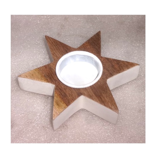 Decorative Star Shaped Wooden Candle Holder