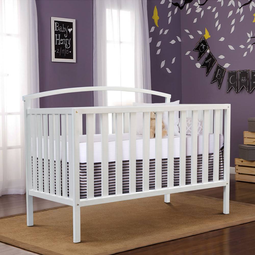Baby Crib Bed DELTA White Colour - Indonesian wooden crib beds manufacturer Solid Mahogany wood