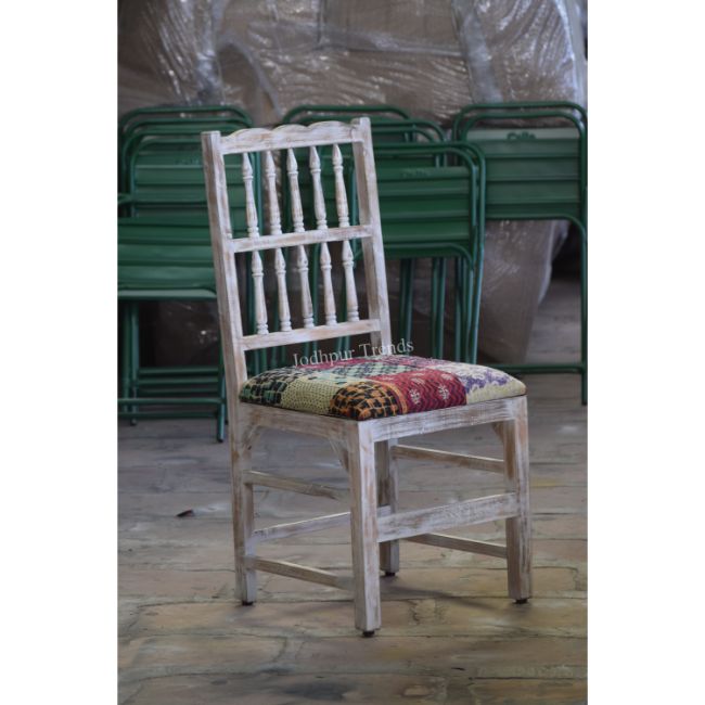 Industrial Rustic Finish Reclaimed Wood With Canvas Seat Office Chair Cafe Chair