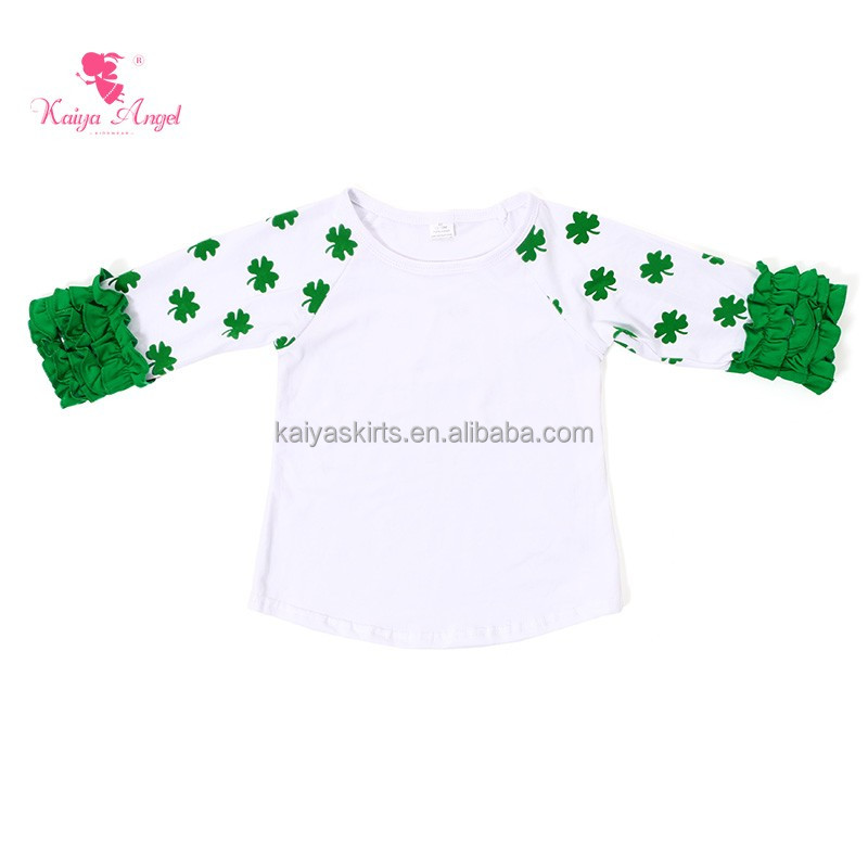 Kaiya 3/4 ruffle рубашки оптом ruffle реглан рубашки бутик Хлопок ruffle реглан