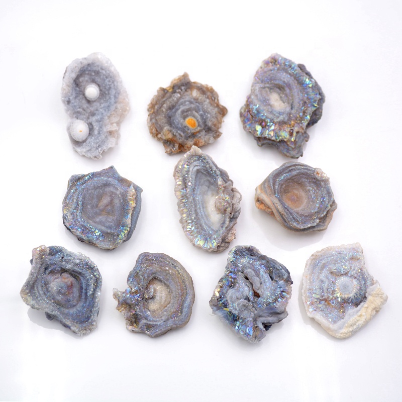 Уникальный Galaxy Druzy Титан халцедон Druzy плиты 25-35 мм удивительные свободной форме сырья солнце Агат drusy Камень