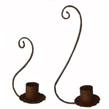 SET OF 2 METAL CANDLE HOLDER