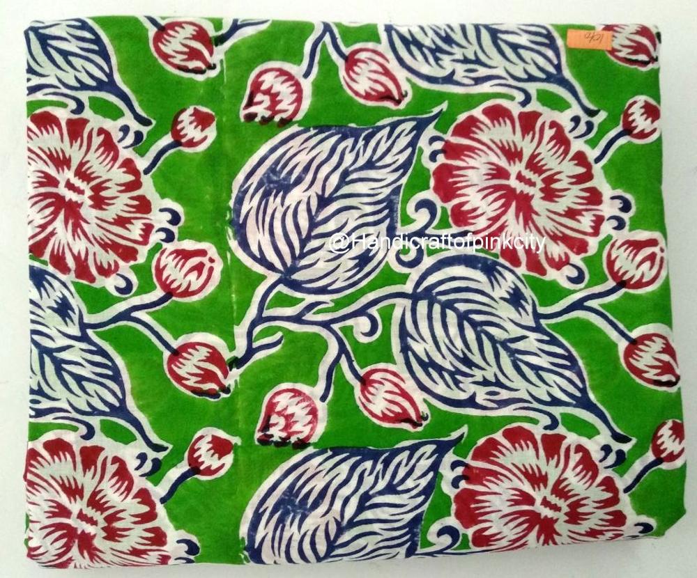 Natural Indigo Dye Hand Block Print Cotton Fabric Sanganeri Print Soft Cotton Fabric SJTRMD1