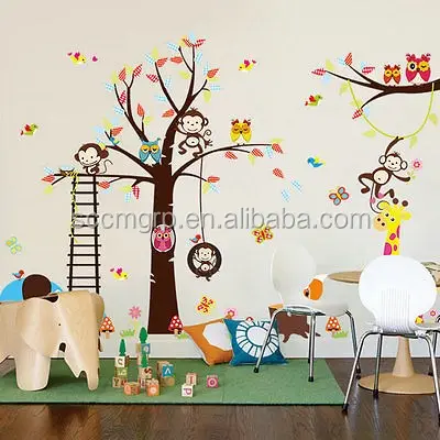 diy cartoon animals/kawaii wall sticker for kids room decoration