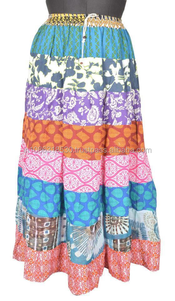 Patchwork Wrap Skirt Dress Gypsy Boho Women's clothing Wear Indian Cotton Wraparound Boho Around Skirt Hippie Gypsy Skirts
