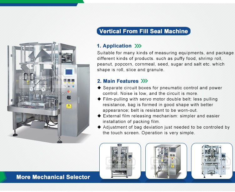 automatic potato chips VFFS packaging machine is with multihead weigher capable of weighing and counting