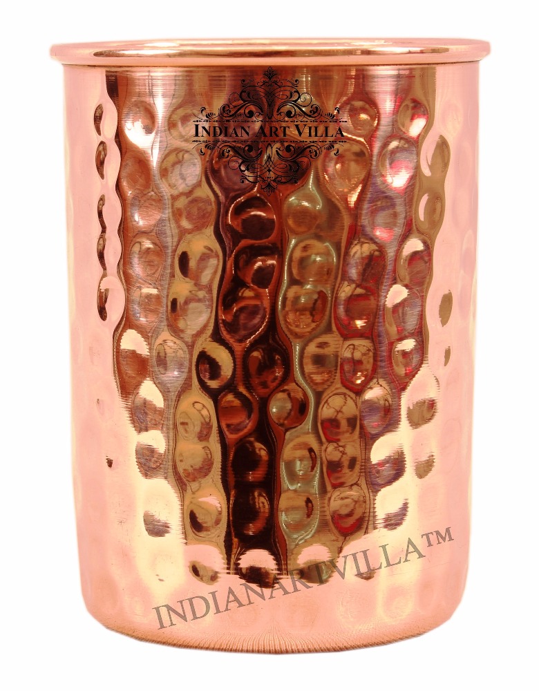 Indian art villa pure copper hammered glass tumbler