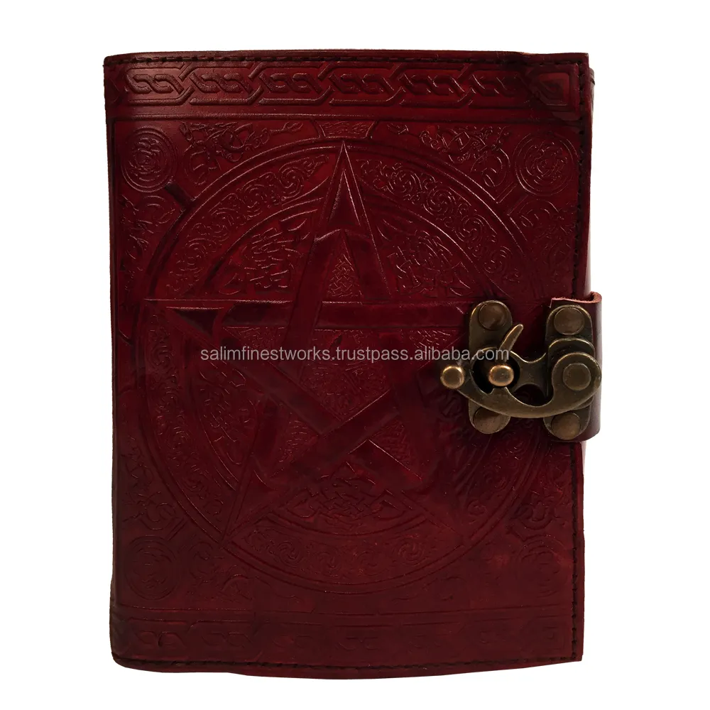 Pentagram/Pentacle Handmade Leather Bound Journal Book Of Shadows Wicca Celtic Pagan Brown Color