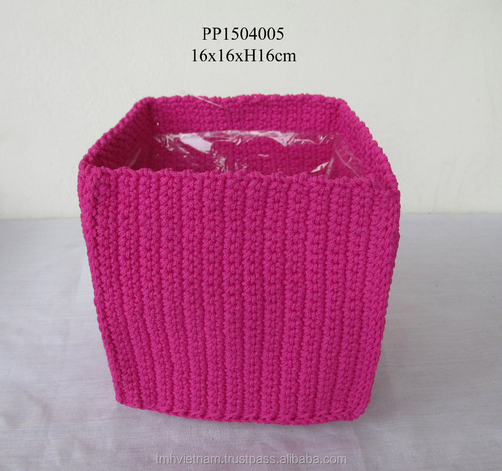 Handmade colors Poly Propylene crochet plant basket