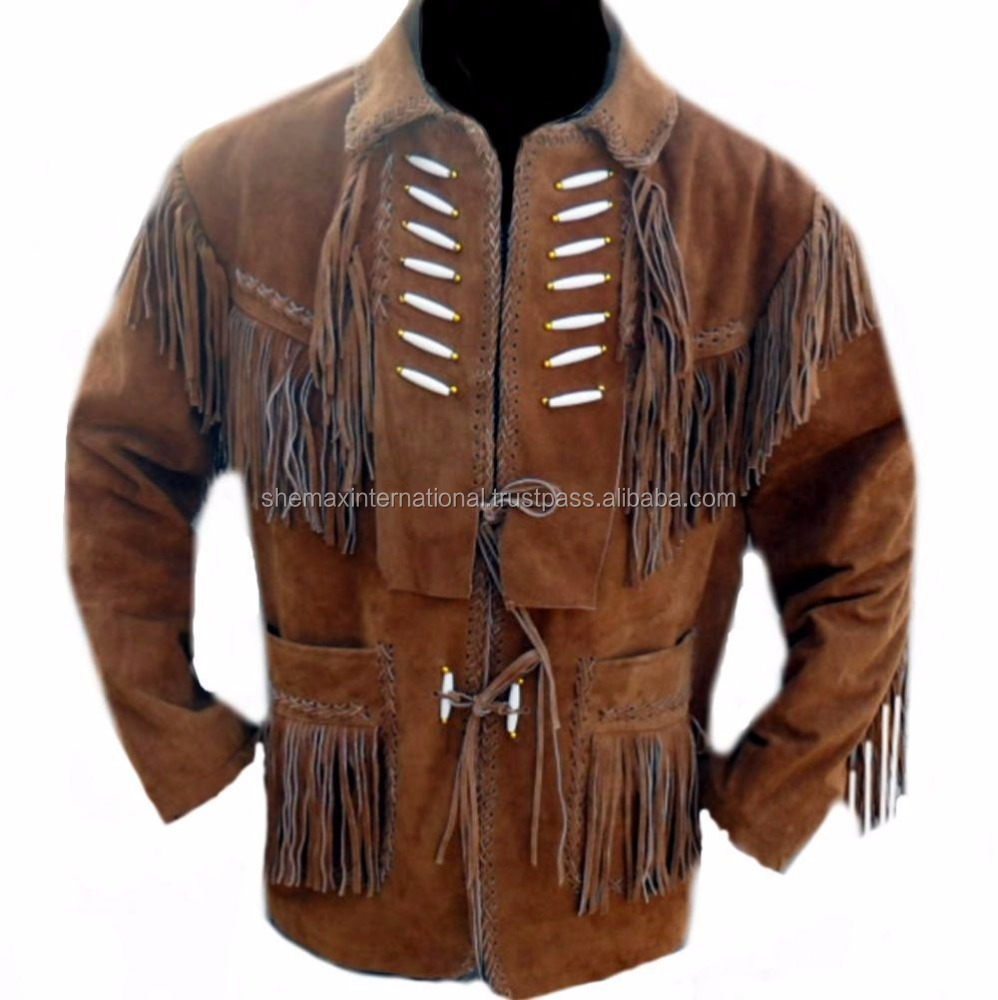 Shemax Western Leather Jacket Fringed & Bones