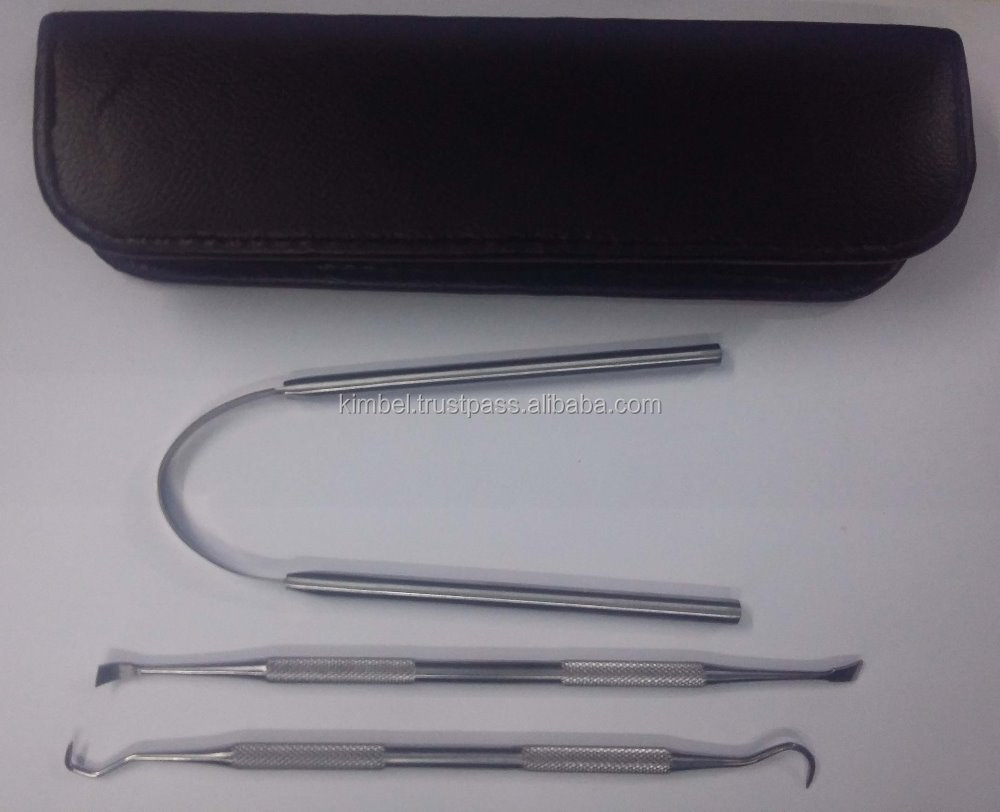 premium stainless steel tongue cleaner with dental scalar/ tongue scraper/ tarter scraper and sickle scalar