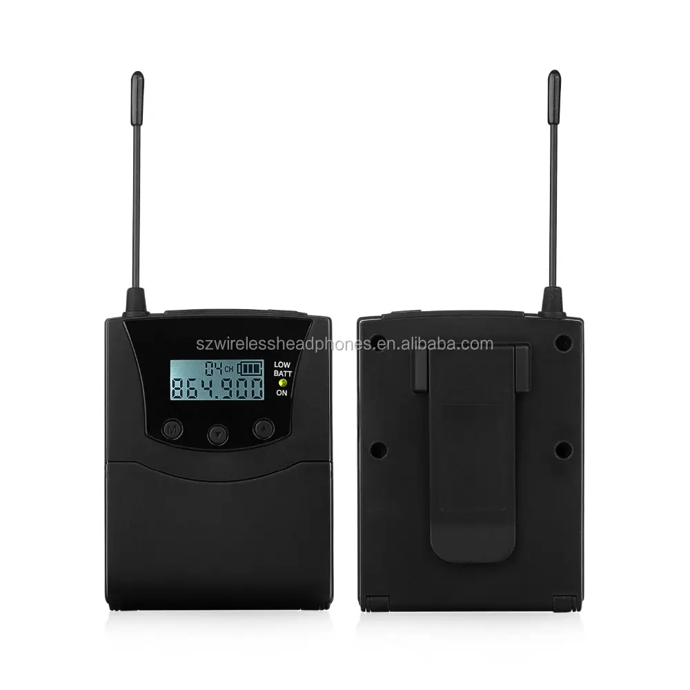 Bodypack system transmitters and receivers with talk over functions for silent fitness/walking tour/translation