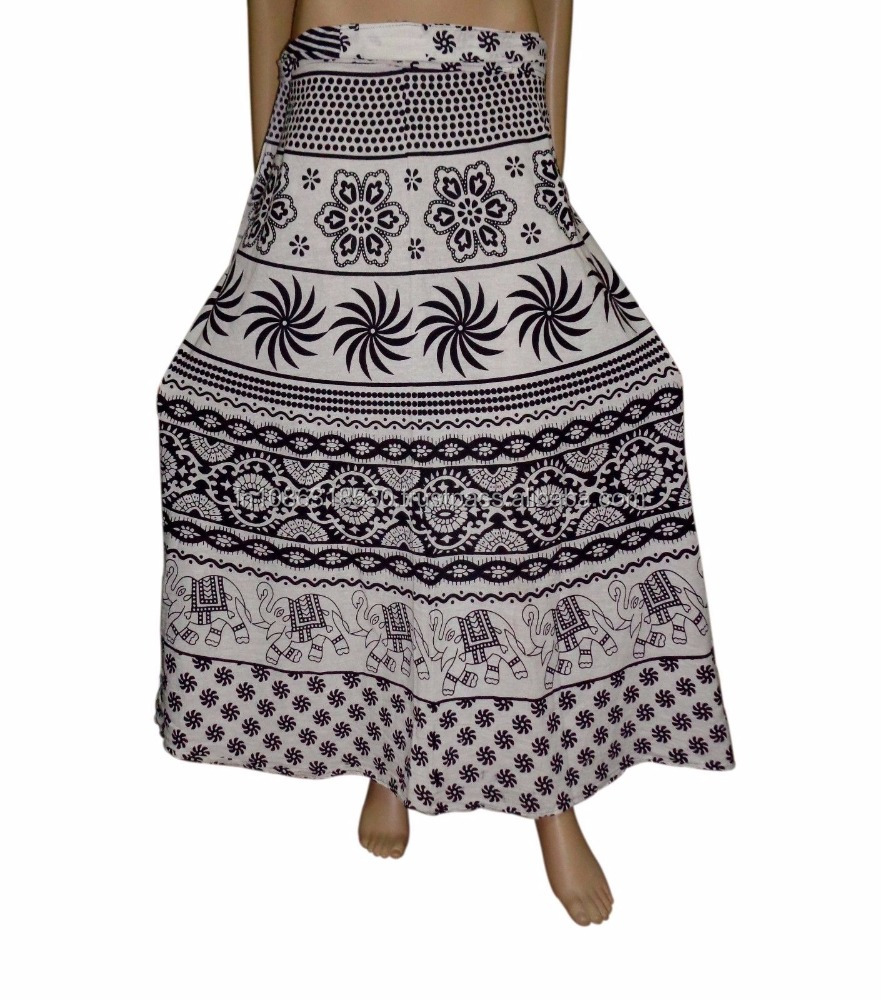 Hippie Boho Gypsy Batik Cotton Wrap Around Skirt Dress Hippie Boho Indian Cotton Designer Printed Animals Wraparound Women's