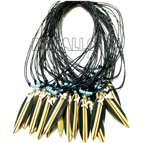 balinese surf mini board pendant necklaces leather string