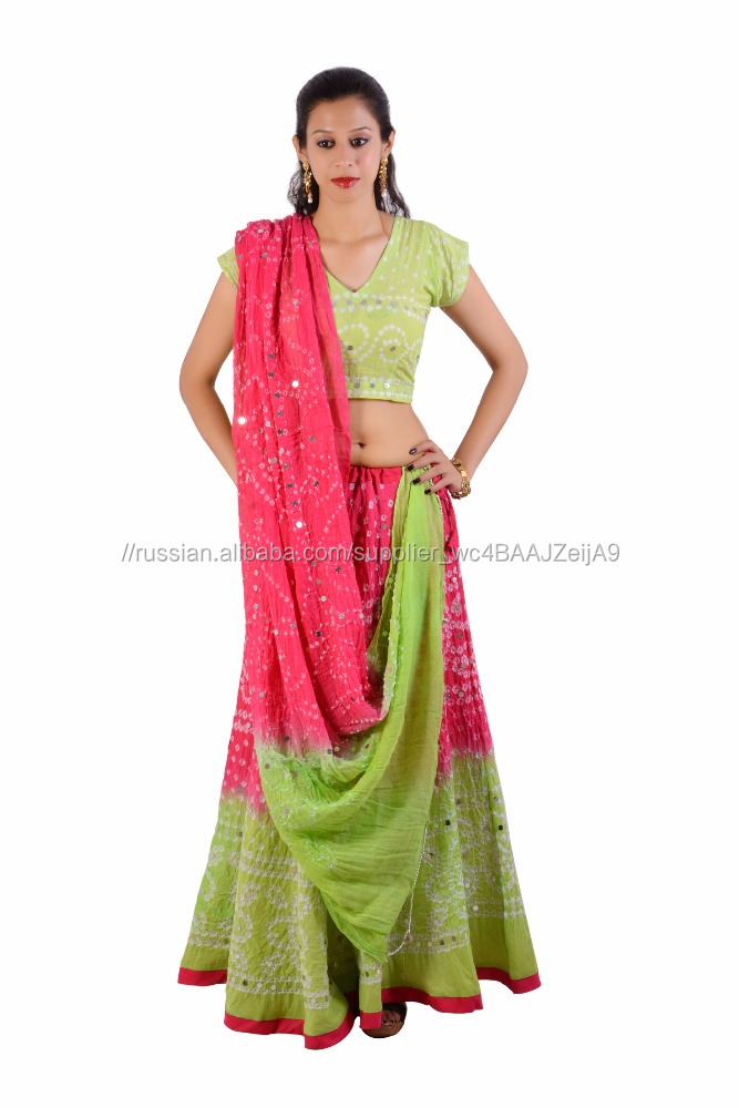 Раджастхани Bandhej Lehenga Чоли Для Женщин