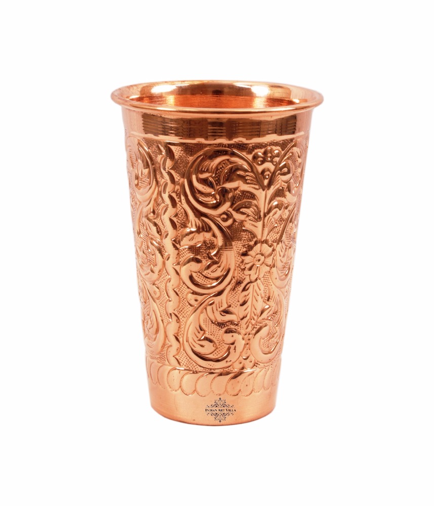 Indian art villa copper designer big glass tumbler cup