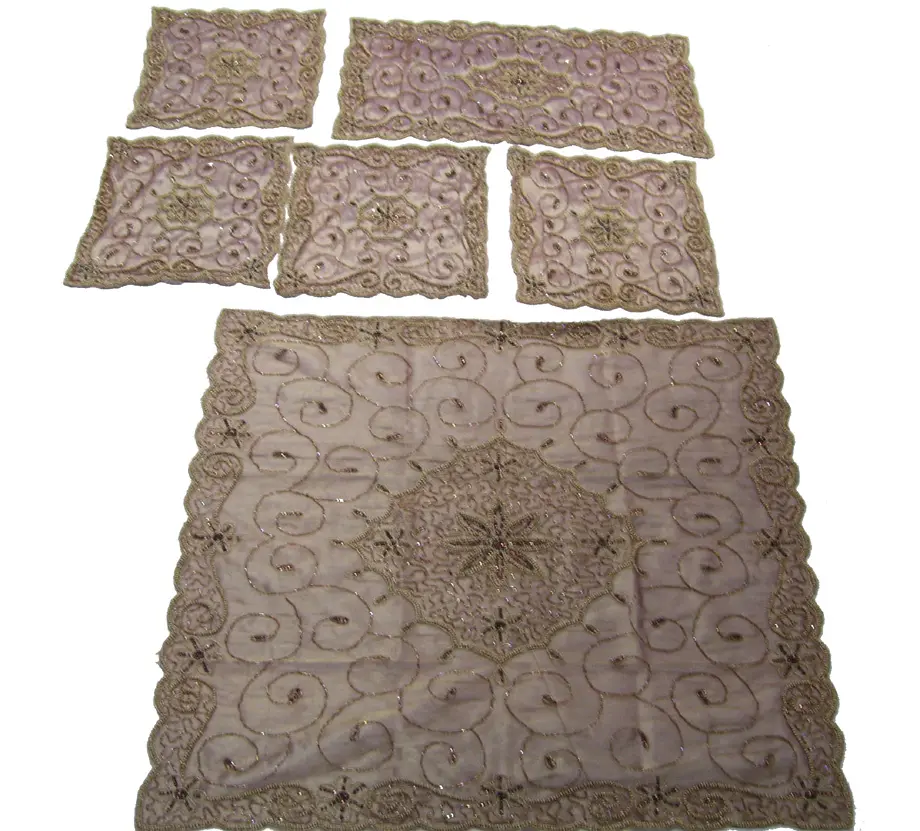 Organza tissue embroidery table cover