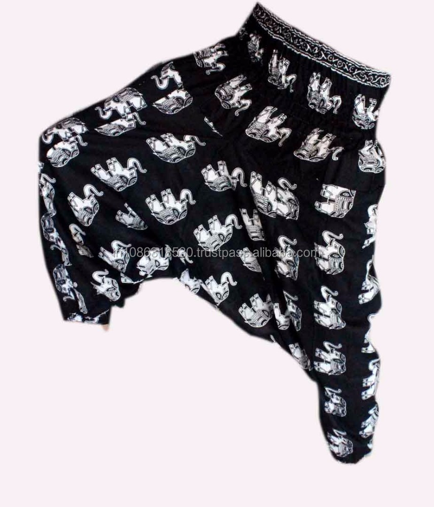 INDIAN Trousers Unisex MEN WOMEN GYPSY HIPPIE PANTS Elephant Pants Afghani Elastic Trouser Cotton Harem Ali baba