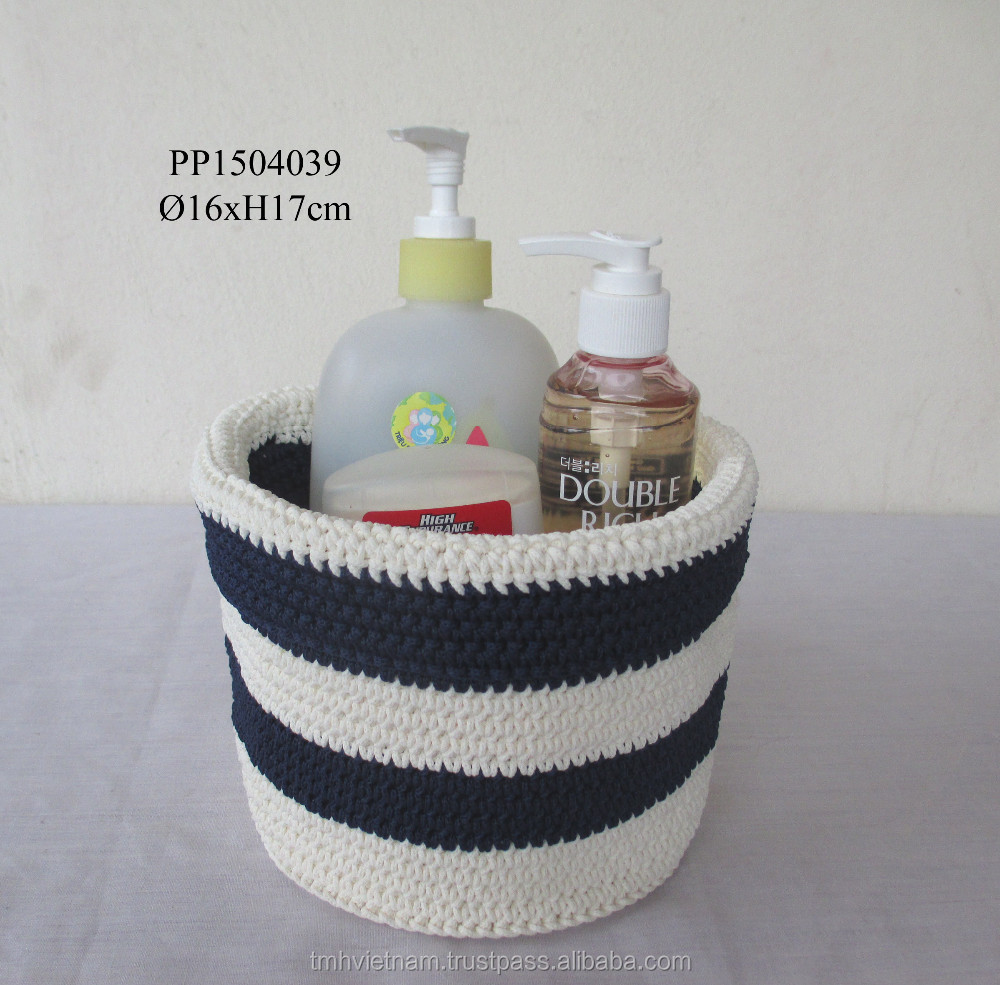 Handmade PP yarn crochet cosmetics holder pot