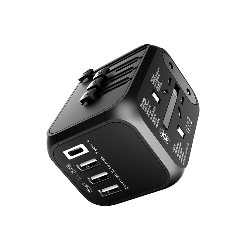 Универсальный дорожный Usb-адаптер Licheers «Все в одном», вилка стандарта США и ЕС, Универсальный дорожный настенный адаптер, черная электрическая вилка