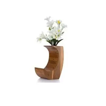 Modern Stylish wood flower vase for decorate home hotel countertop and desktop tableware wood flower vase