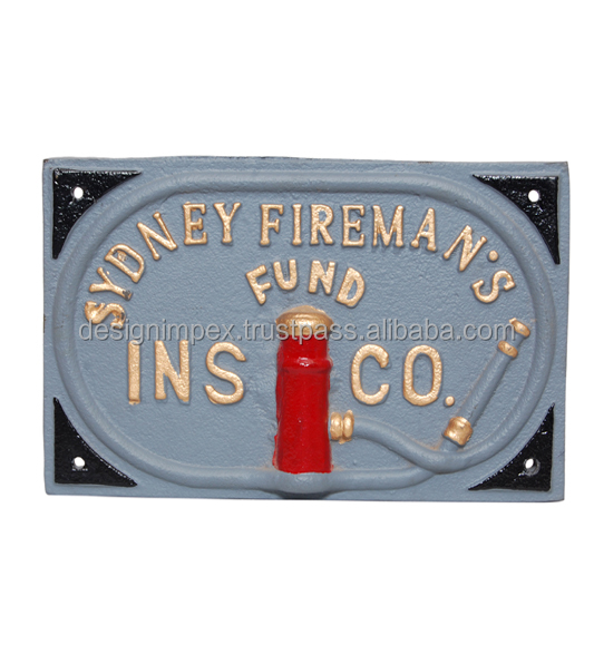 Cast Iron Sydney Fireman's Sign