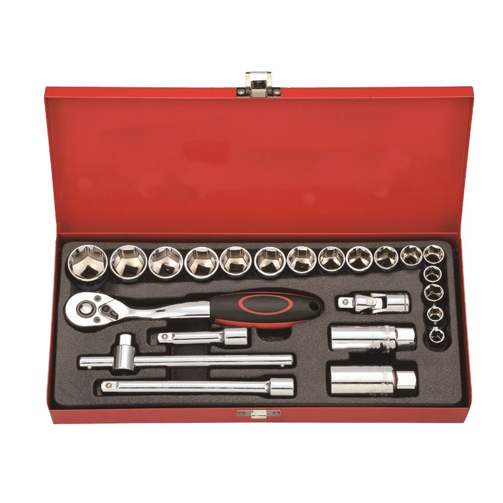 3 8 23pcs metal box socket set hand tools