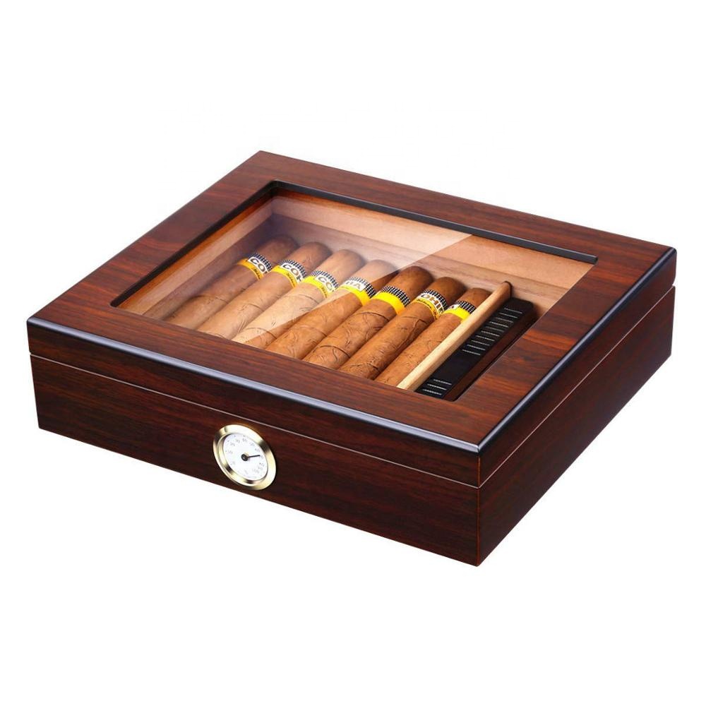 Glasstop Walnut Cigar Display Humidor